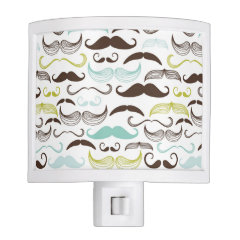 Mustache pattern, retro style 2 night light