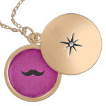 Mustache pink glitter pendant