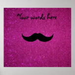 Mustache pink glitter print