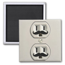 funny, mustache, outlet, electrician, cool, electrical, geek, humor, personalized, outlets, wall socket, wall outlets, retro, vintage, fun, magnet, Ímã com design gráfico personalizado