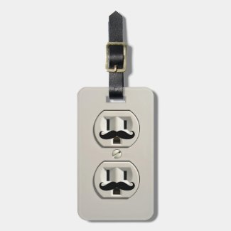 Mustache power outlet bag tag