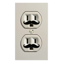 mustache, funny, outlet, cool, electrical, geek, personalized, outlets, wall socket, wall outlets, retro, vintage, fun, humor, business card, Business Card with custom graphic design
