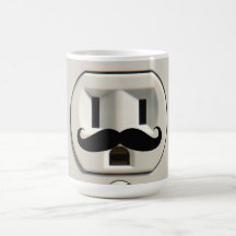 Mustache power outlet mugs