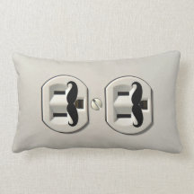 Mustache power outlet pillows