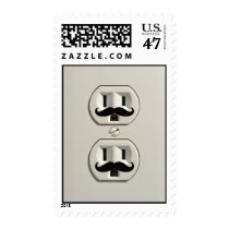 hipster, mustache, funny, internet memes, moustache, memes, stamp, electrical, outlets, wall socket, wall outlets, retro, vintage, fun, humor, postage, Stamp with custom graphic design