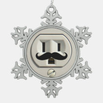 mustache, funny, internet memes, moustache, memes, humor, electrical, outlets, cool, christmas ornament, wall socket, wall outlets, retro, stache, beard, fun, electrician, hipster, vintage, pewter snowflake ornament, [[missing key: type_photousa_ornamen]] with custom graphic design