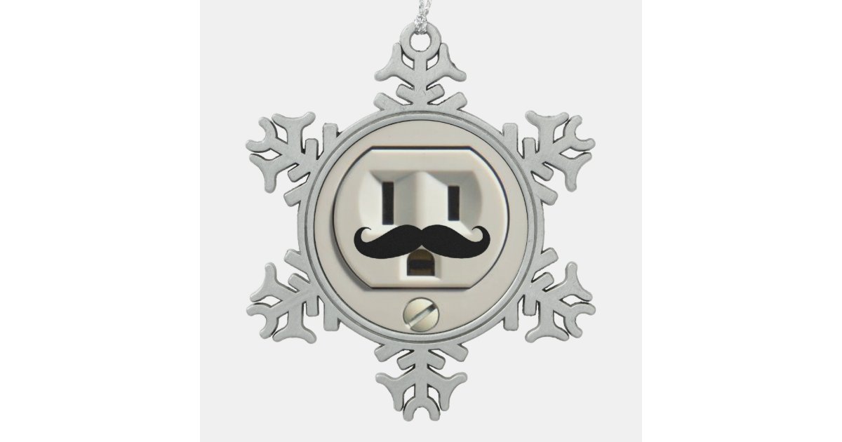 mustache power outlet snowflake pewter christmas ornament mustache power outlet snowflake pewter christmas ornament