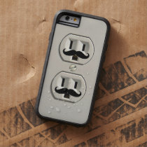 mustache, funny, outlet, cool, electrical, geek, personalized, outlets, wall socket, wall outlets, retro, vintage, fun, humor, iphone 6 case, [[missing key: type_casemate_cas]] with custom graphic design