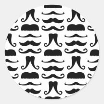 Mustache Print Round Sticker