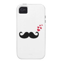 Mustache red hearts love Case-Mate iPhone 4 cover