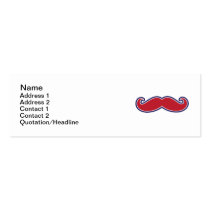 Mustache, Red, White and Blue business cards