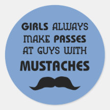 Mustache Round Sticker