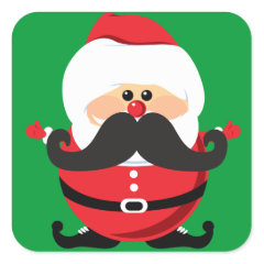 Mustache Santa Claus Square Stickers