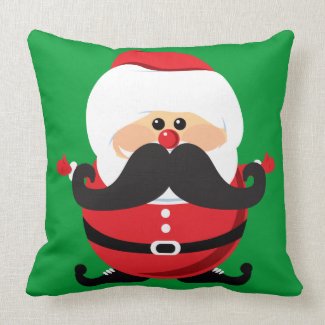 Mustache Santa Claus Throw Pillow