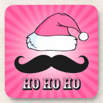 Mustache Santa Pink cork coasters