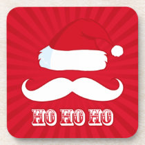 Mustache Santa Red cork coasters