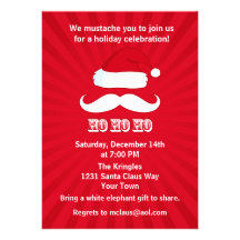 Mustache Santa Red Invite