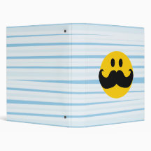 Mustache Smiley 3 Ring Binder