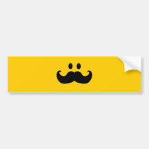 Mustache Smiley (Customizable background color) Bumper Stickers