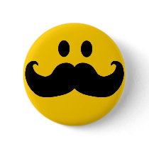 Mustache Smiley (Customizable background color) Button