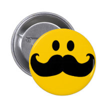 Mustache Smiley (Customizable background color) Button