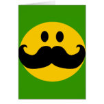 Mustache Smiley (Customizable background color) Greeting Cards