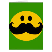 Mustache Smiley (Customizable background color) Greeting Cards