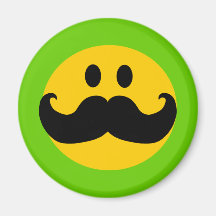 Mustache Smiley (Customizable background color) Refrigerator Magnet