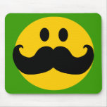 Mustache Smiley (Customizable background color) Mouse Pads