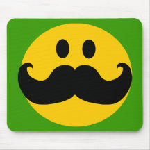 Mustache Smiley (Customizable background color) Mouse Pads