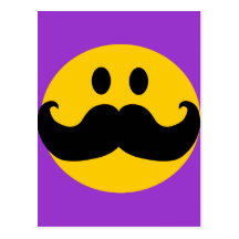 Mustache Smiley (Customizable background color) Postcard