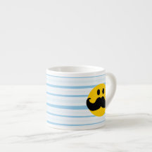 Mustache Smiley Espresso Mugs