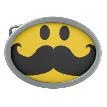 Mustache Smiley Oval Belt Buckle