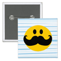 Mustache Smiley Pins