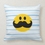 Mustache Smiley Throw Pillows