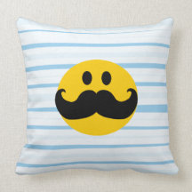 Mustache Smiley Throw Pillows