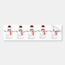 mustache snowman bumper sticker