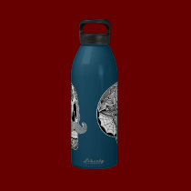 Mustache Sugar Skull Liberty Bottle (B&W) water bottles