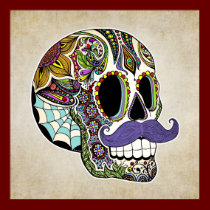 Mustache Sugar Skull Poster - Vintage Style posters