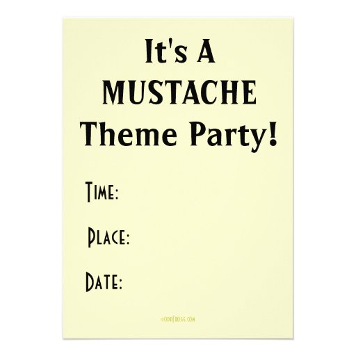 Mustache Theme Party Custom Invitation