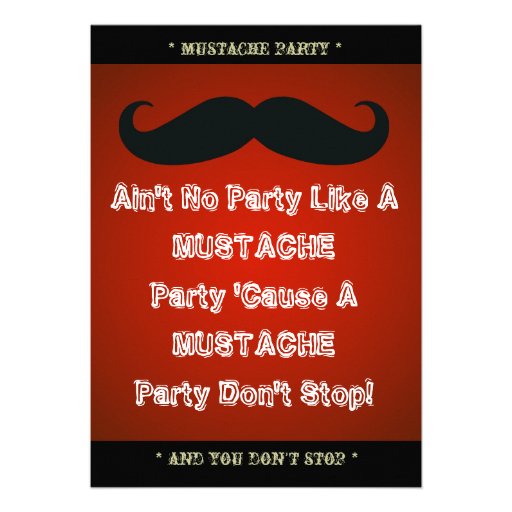 Mustache Theme Party Custom Invitation