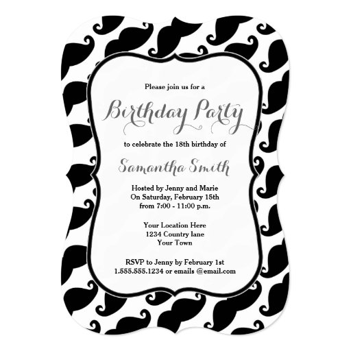 Mustache Themed Birthday Invitation Invitations