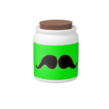 Mustache Tip Jar Neon Green Candy Dish