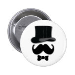 mustache, top hat, bow tie and pearls pin