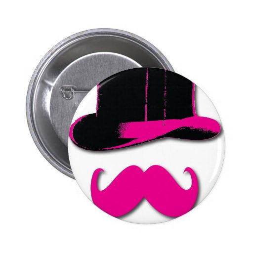 mustache, top hat, bow tie and pearls pinback button Zazzle