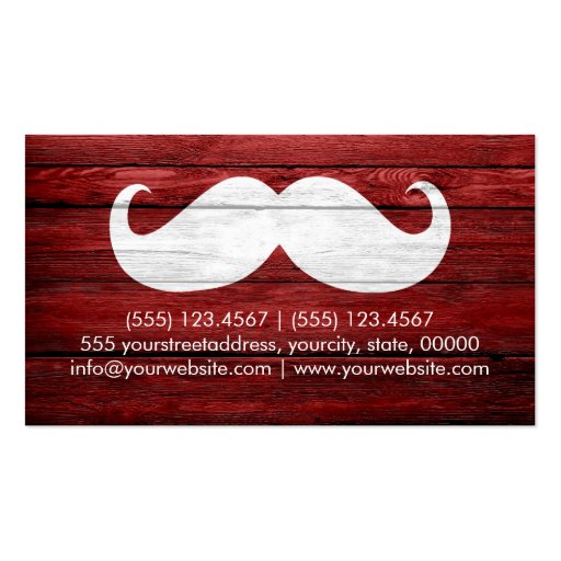 Mustache Vintage Wood Business Card (back side)