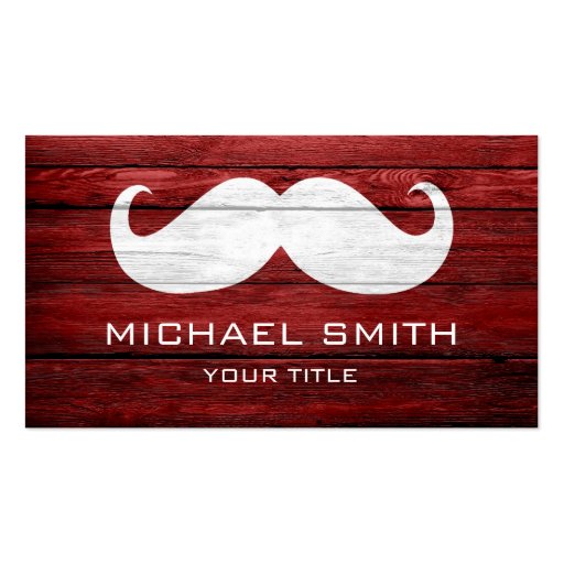 Mustache Vintage Wood Business Card