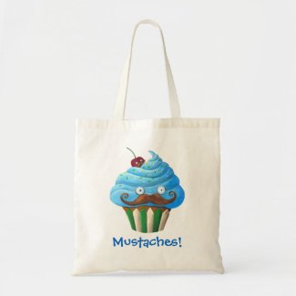 Mustached Cupcake Canvas Bags