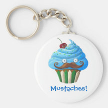 Mustached Cupcake Key Chain