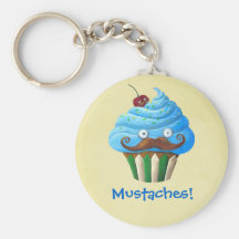 Mustached Cupcake Keychain